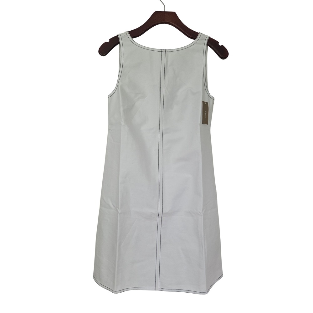 J.Crew‎ Billie Dress Contrast-stitch Cotton Poplin Women 2 White NWT $148 CU775